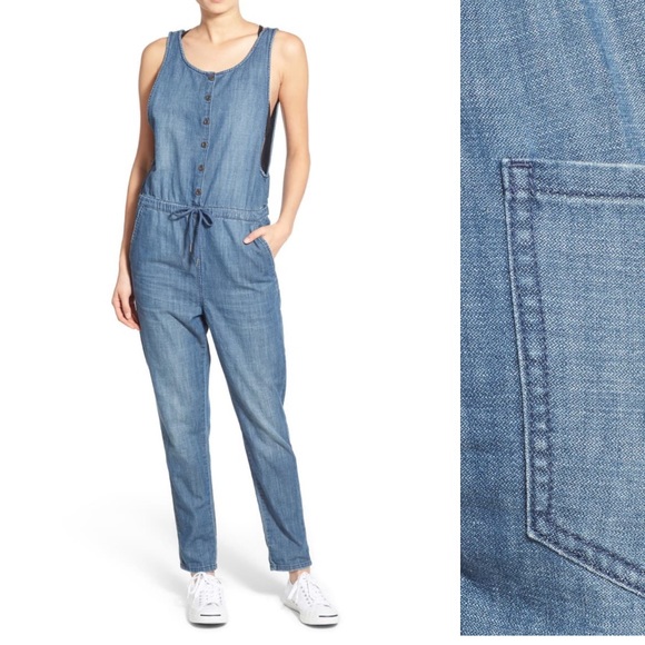 NWT Volcom Painterly Denim Jumpsuit - Picture 1 of 8